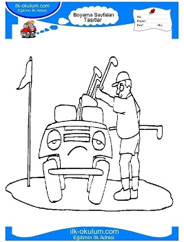 Çocuklar İçin Golf-Arabası Boyama Sayfaları 